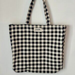 NWOT - Black and White Gingham Tote Bag by SEZANE